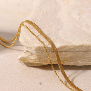 Simple Snake Bones Chain Double - circle Anklet Niche Round Beads Chain Like Flat Snake - Zambeel