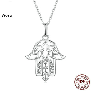 Simple Sterling Silver S925 Fatima Hand Necklace - Zambeel
