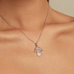 Simple Sterling Silver S925 Fatima Hand Necklace - Zambeel