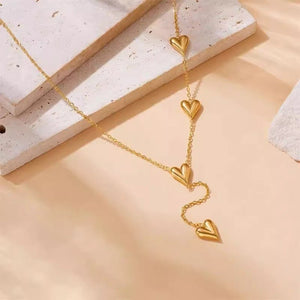 Simple Tassel Peach Heart Necklace Titanium Steel Necklace - Zambeel