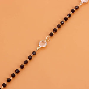Simple Two - tier Black Rhinestone And White Zircon Necklace - Zambeel