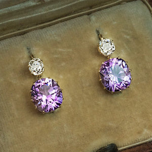 Simple Versatile Geometric Earrings With Purple Zircon - Zambeel