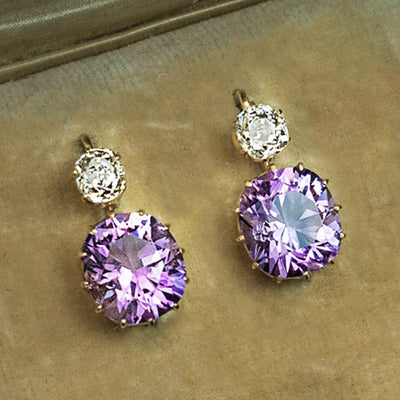 Simple Versatile Geometric Earrings With Purple Zircon - Zambeel