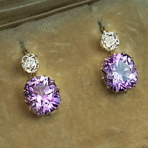 Simple Versatile Geometric Earrings With Purple Zircon - Zambeel