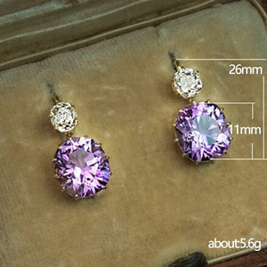 Simple Versatile Geometric Earrings With Purple Zircon - Zambeel