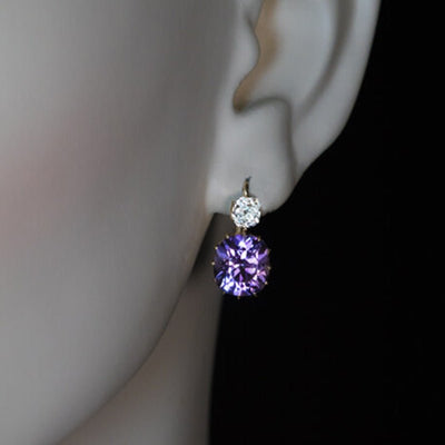 Simple Versatile Geometric Earrings With Purple Zircon - Zambeel