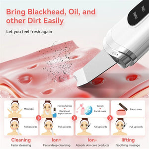 Skin Scrubber Face Spatula Facial Skin Exfoliator Scraper And Blackhead Remover Pore Cleaner With Face Lifting Deep Cleansing Face Lifting Machine For Blackhead Extractor - Zambeel