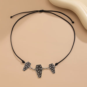 Skull Coffin Leather Wax Line Necklace Hip Hop - Zambeel