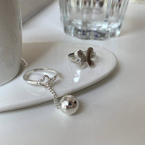 Small Balls Fringe Tape Pendant Open Ring - Zambeel