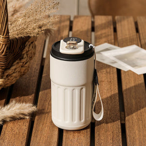 Smart Digital Thermal Bottle Portable Coffee Mug Stainless Steel Water Bottle In - Car Insulated Cup Keep Cold Vacuum Flasks 450ml - Zambeel