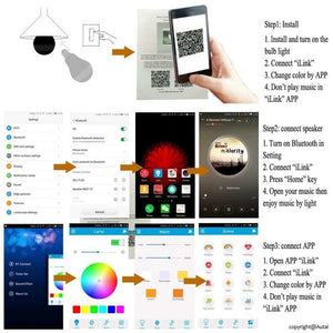 Smart LED Colorful Bulb Bluetooth Wireless Speaker - Zambeel