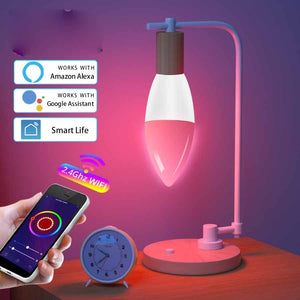 Smart WifI Led Lamp E14 RGB CW WW Led Bulb Dimmable 85 - 265V Voice Control Light Bulbs Alexa Google Home For Home Decorative - Zambeel
