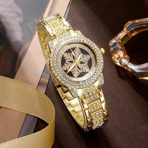 Snowflake Pattern Watch Luxury Full Rhinestone Jewelry Five - piece Set - Zambeel
