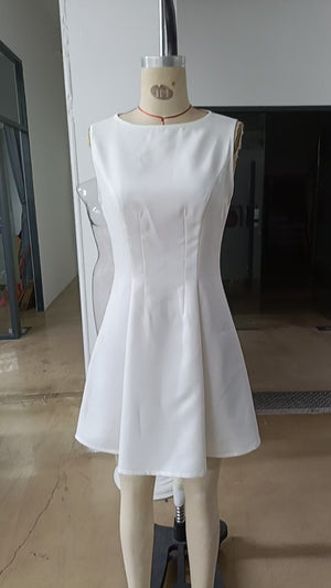 Solid - color A - line Sleeveless Slim - fit Elegant Tea Party Dress - Zambeel
