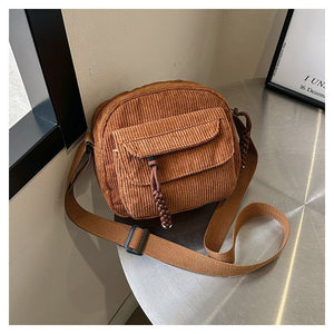 Solid Color Classy Exquisite Texture Portable Shoulder Messenger Bag - Zambeel