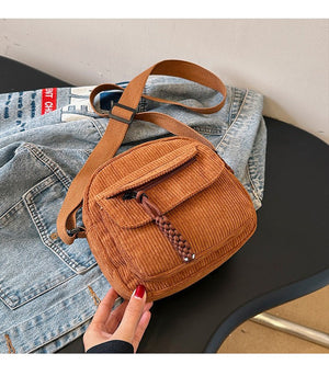 Solid Color Classy Exquisite Texture Portable Shoulder Messenger Bag - Zambeel