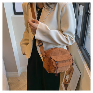 Solid Color Classy Exquisite Texture Portable Shoulder Messenger Bag - Zambeel