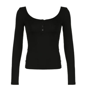 Solid - Color U - Neck Partially Open - Button Slim - fit Base Top - Zambeel