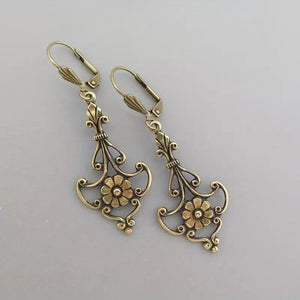 Southeast Asian Bronze - Color Carved Floral Womens Retro Fashion Earrings - Zambeel
