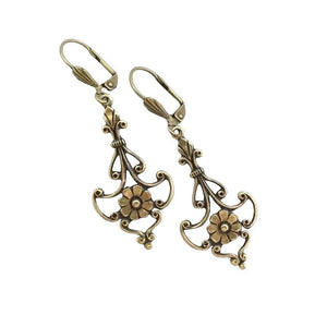 Southeast Asian Bronze - Color Carved Floral Womens Retro Fashion Earrings - Zambeel