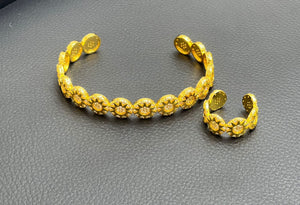 Sparkle Sunburst Cuff Bracelet & Ring Set - Zambeel