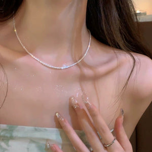 Sparkling Ultra - shiny Silver Delicate Necklace For Women - Zambeel