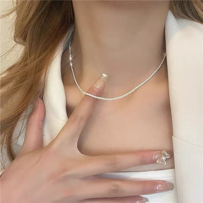 Sparkling Ultra - shiny Silver Delicate Necklace For Women - Zambeel