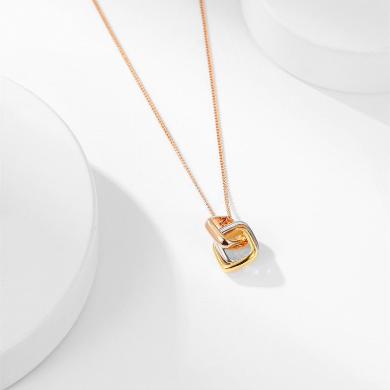 Square Three - color Ring Necklace Interlocking Clavicle Chain - Zambeel