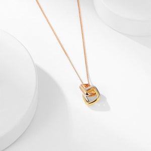 Square Three - color Ring Necklace Interlocking Clavicle Chain - Zambeel