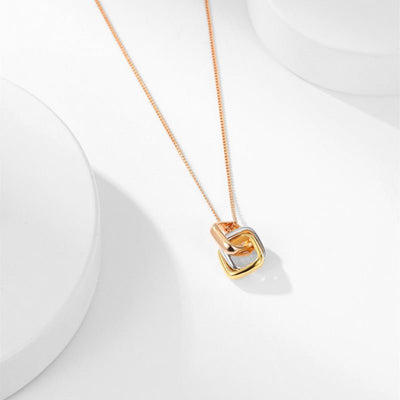 Square Three - color Ring Necklace Interlocking Clavicle Chain - Zambeel