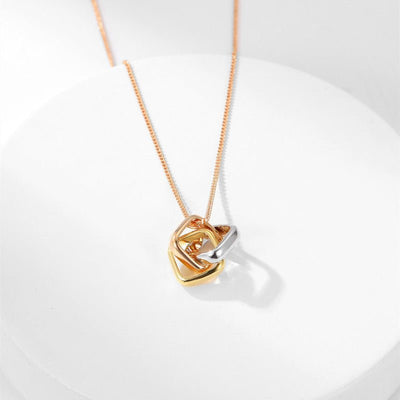 Square Three - color Ring Necklace Interlocking Clavicle Chain - Zambeel