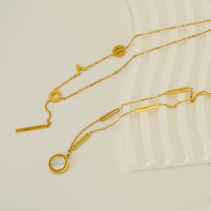 Stainless Steel 18K Asymmetric Letter Necklace - Zambeel