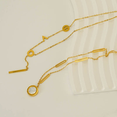 Stainless Steel 18K Asymmetric Letter Necklace - Zambeel