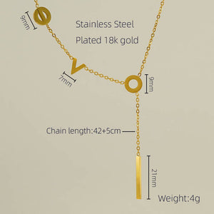 Stainless Steel 18K Asymmetric Letter Necklace - Zambeel