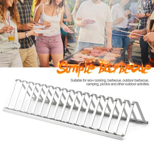 Stainless Steel Barbecue Grill Holder Smoking Rib Racks Grilling BBQ Accessories Outdoor Roasting Stand Picnic Utensil - Zambeel