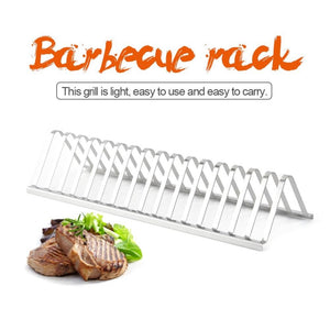 Stainless Steel Barbecue Grill Holder Smoking Rib Racks Grilling BBQ Accessories Outdoor Roasting Stand Picnic Utensil - Zambeel