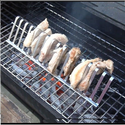 Stainless Steel Barbecue Grill Holder Smoking Rib Racks Grilling BBQ Accessories Outdoor Roasting Stand Picnic Utensil - Zambeel