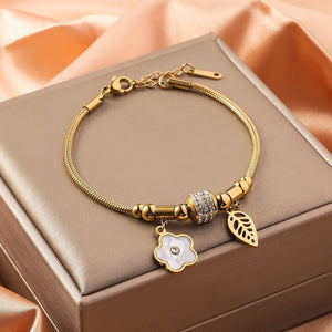 Stainless Steel Bracelet Parthenocissus Grass Vacuum Plating Titanium Steel Bracelet - Zambeel