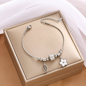 Stainless Steel Bracelet Parthenocissus Grass Vacuum Plating Titanium Steel Bracelet - Zambeel