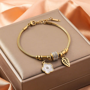 Stainless Steel Bracelet Parthenocissus Grass Vacuum Plating Titanium Steel Bracelet - Zambeel