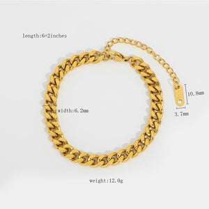 Stainless Steel Gold - plated Chain Bracelet - Zambeel