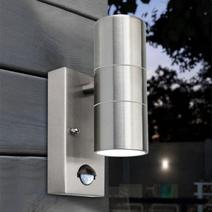 Stainless Steel GU10 Replaceable Bulb Human Body Induction Spotlight PIR Waterproof LED Outdoor Wall Lamp - Zambeel