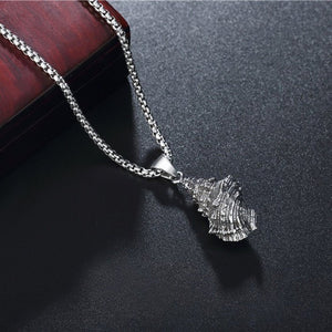 Stainless Steel Men's And Women's Necklace Personality Vintage Conch Men's Titanium Steel Pendant Necklace - Zambeel