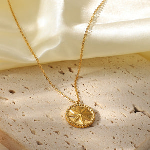 Stainless Steel Necklace 18K Gold Eight Eight - pointed Stars Coins - Zambeel