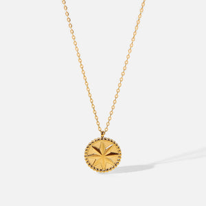 Stainless Steel Necklace 18K Gold Eight Eight - pointed Stars Coins - Zambeel