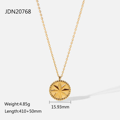 Stainless Steel Necklace 18K Gold Eight Eight - pointed Stars Coins - Zambeel