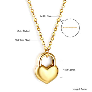 Stainless Steel Necklace Fashionable Golden Love Heart - Zambeel