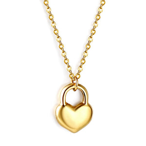 Stainless Steel Necklace Fashionable Golden Love Heart - Zambeel