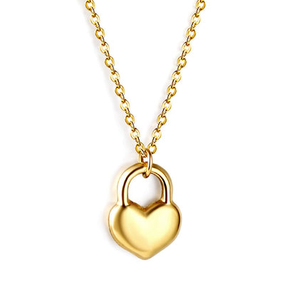 Stainless Steel Necklace Fashionable Golden Love Heart - Zambeel