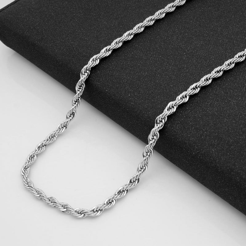 Stainless Steel Necklace Titanium Steel Hemp Flowers Chain - Zambeel